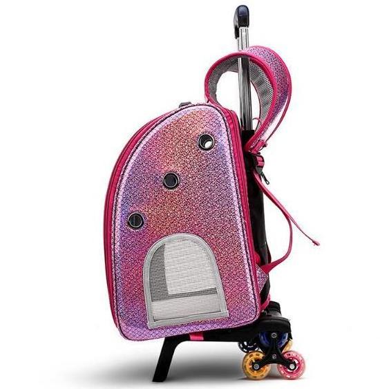 large cat backpack carrier on wheels pet travel rolling backpack 10kg medium dog carrier transparent airline approved