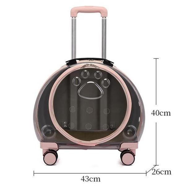 2 in 1 Pet Dog Cat Backpack Suit Case with Wheels Breathable Pet Carrier Travel Box Cat Transport Box Carrier Bag with Wheels