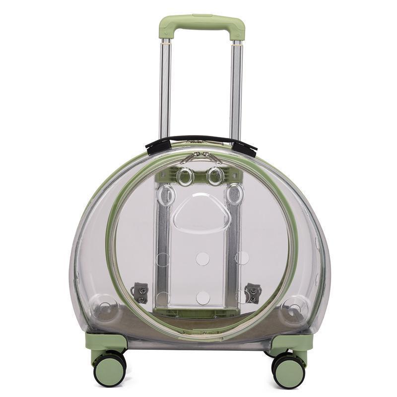 2 in 1 Pet Dog Cat Backpack Suit Case with Wheels Breathable Pet Carrier Travel Box Cat Transport Box Carrier Bag with Wheels