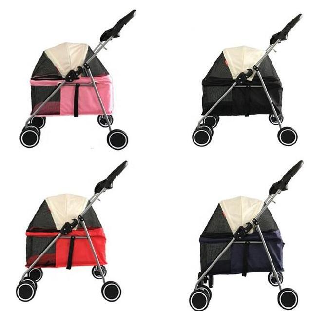 Lightweight Folding Pet Trolley Dog Cat Baby Pet Car Cage Stroller Travelling Pet Carriers Stroller