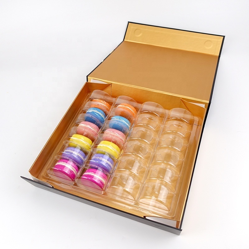 Custom Luxury Rigid Magnet Closure Gift Packaging Box 24 Macarons Chocolate Magnetic Folding Cardboard Boxes