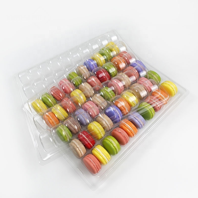 Food grade clear plastic container 50 macarons cookie  blister clamshell tray display packaging