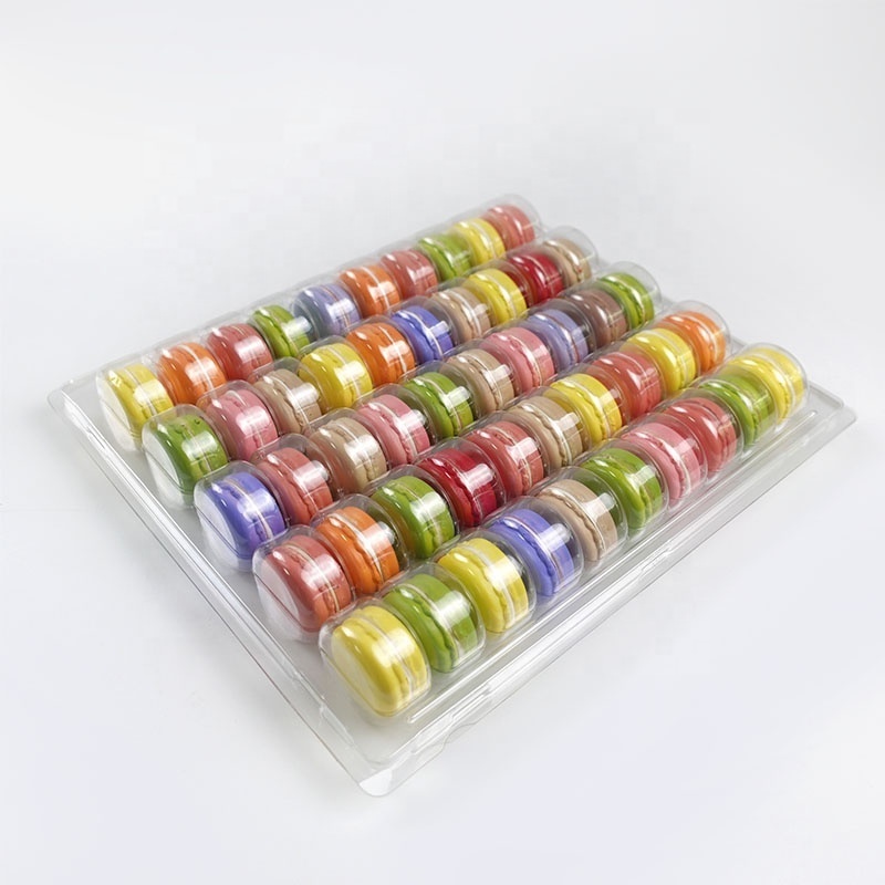 Food grade clear plastic container 50 macarons cookie  blister clamshell tray display packaging