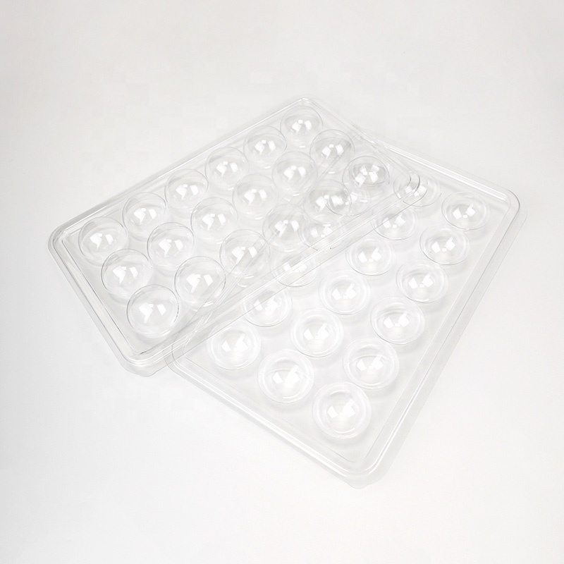 18 custom truffle chocolate candy clear spherical plastic clamshell blister packaging tray box