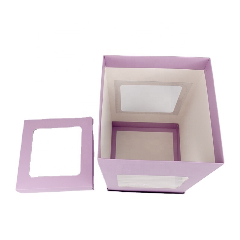 Custom Design Square 8 10 12 inch tall tiered cake paper boxes for wedding favor dessert packaging