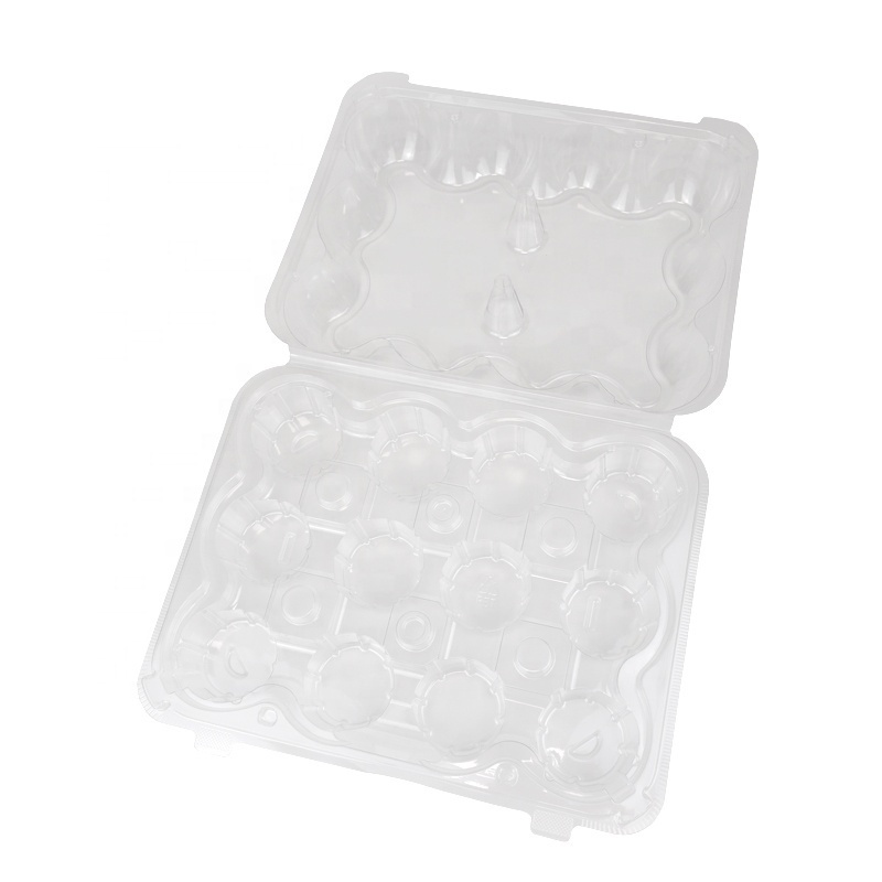 Wholesale Disposable Plastic 12 Cupcakes Clear Containers High Dome Cupcake Muffins Clamshell Blister Boxes Cupcake Holders