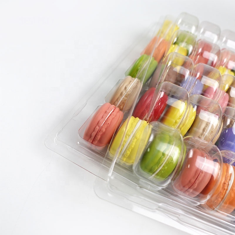 Food grade clear plastic container 50 macarons cookie  blister clamshell tray display packaging