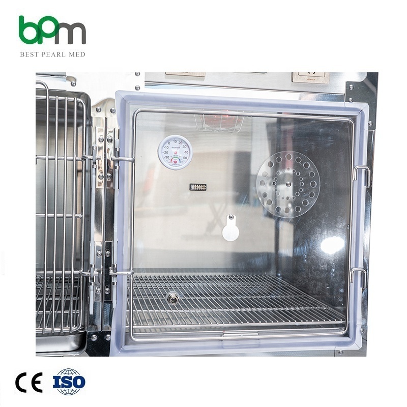 BPM-TC4V High Quality Vet Therapy  Cage Oxygen Chamber Stainless Steel with Wheels Veterinary Inpatient Pet Hospitalization Cage