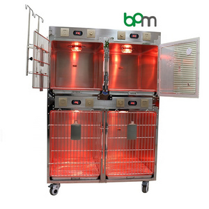 BPM-TC4V High Quality Vet Therapy  Cage Oxygen Chamber Stainless Steel with Wheels Veterinary Inpatient Pet Hospitalization Cage