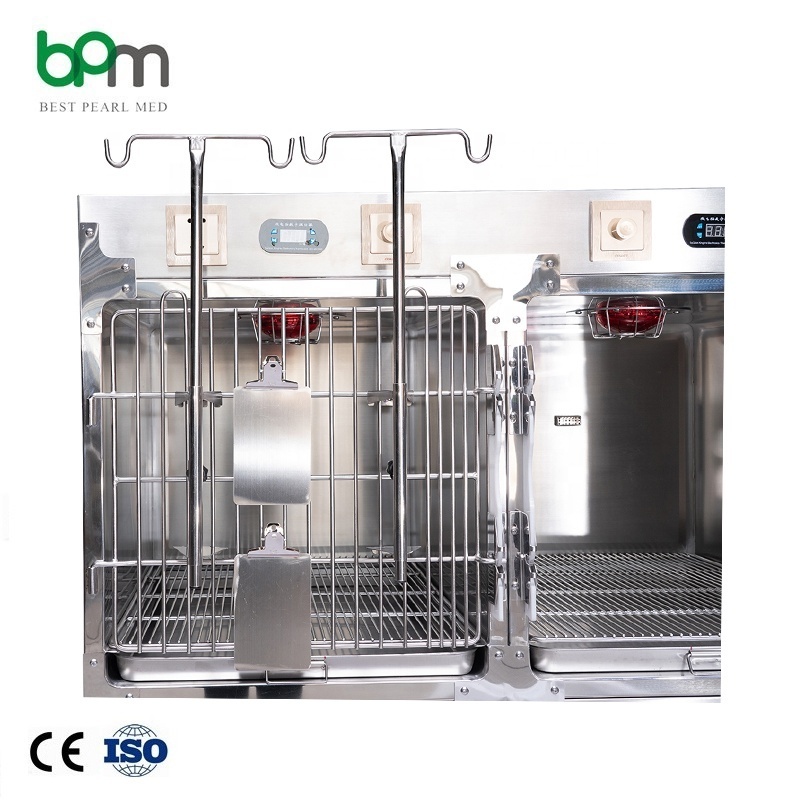 BPM-TC4V High Quality Vet Therapy  Cage Oxygen Chamber Stainless Steel with Wheels Veterinary Inpatient Pet Hospitalization Cage