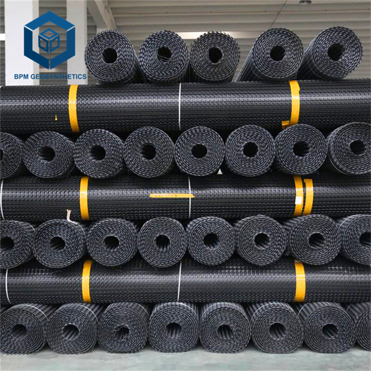 800-100KN Polyester Geogrid PET Uniaxial Geogrid with PVC Coating for Slope Protection Railway Road Construction