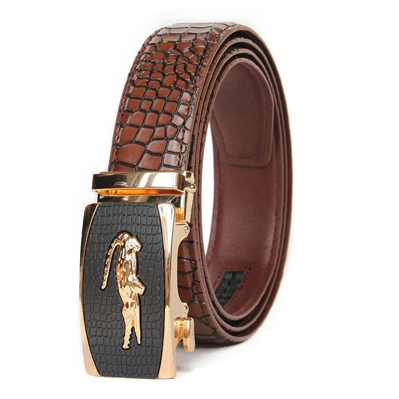 Crocodile Pattern Wholesale Automatic Buckle Men Genuine Leather Belt