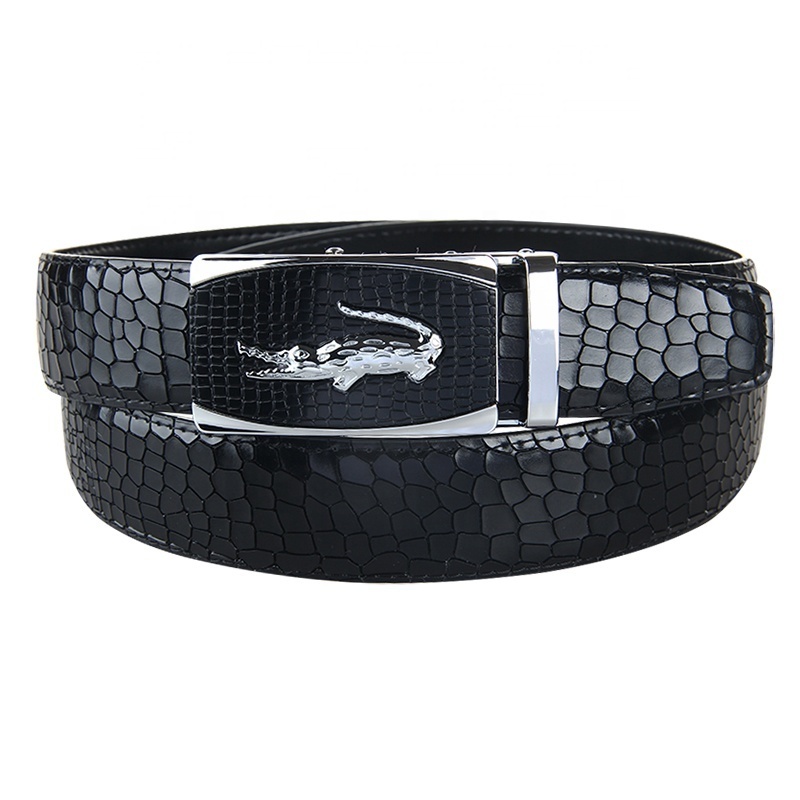 Crocodile Pattern Wholesale Automatic Buckle Men Genuine Leather Belt