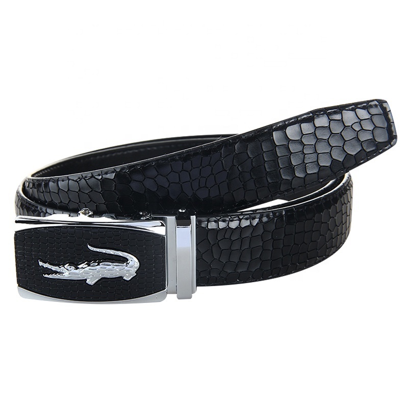 Crocodile Pattern Wholesale Automatic Buckle Men Genuine Leather Belt