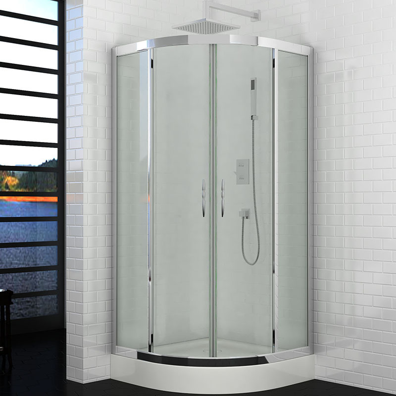 chrome modern kits two sided glass framed corner compact sliding door frosted shower stall enclosure