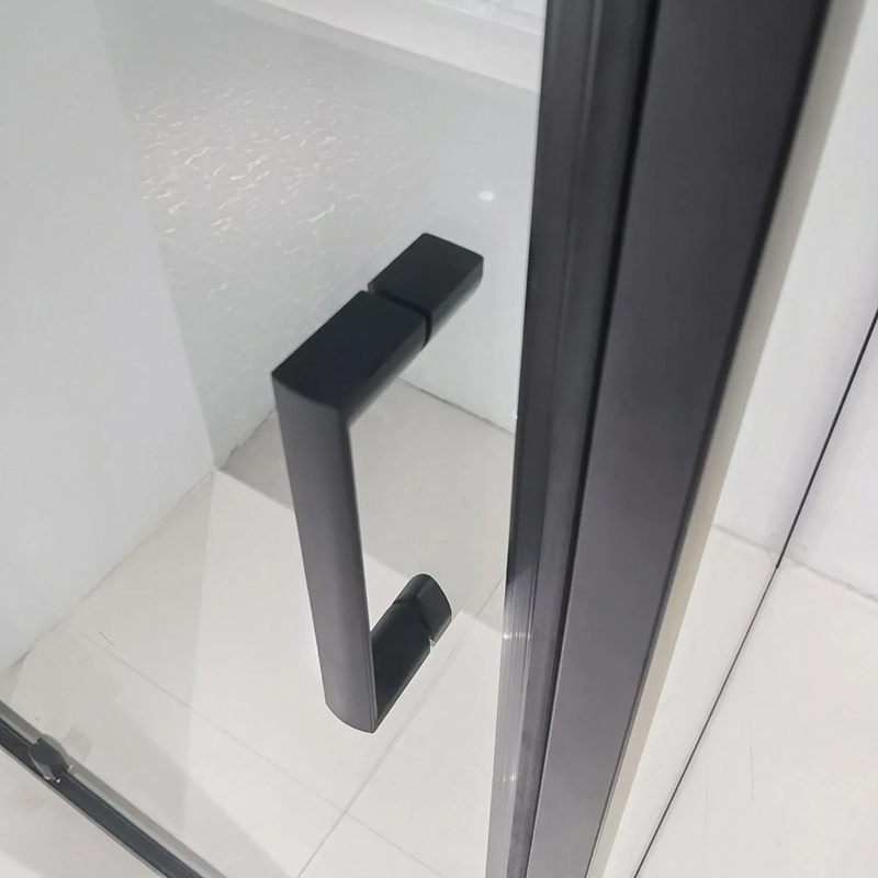 2 sided simple framed matt black corner entry square pivot door shower enclosure cubicles