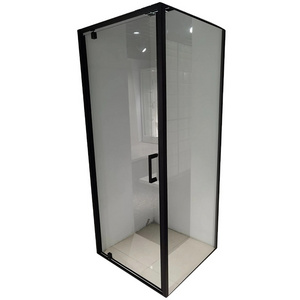 2 sided simple framed matt black corner entry square pivot door shower enclosure cubicles