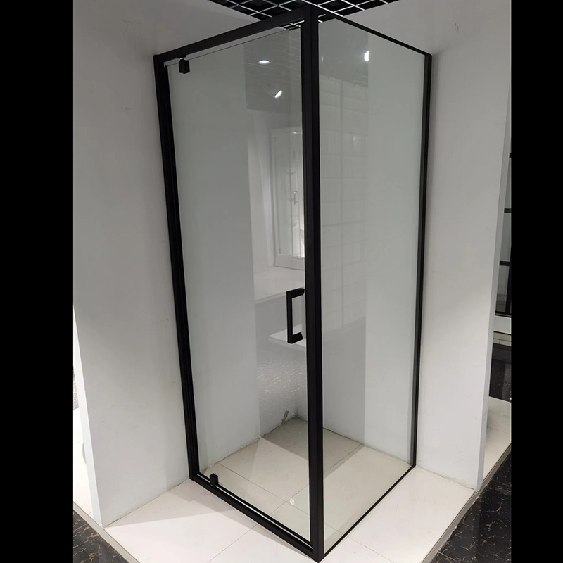 2 sided simple framed matt black corner entry square pivot door shower enclosure cubicles