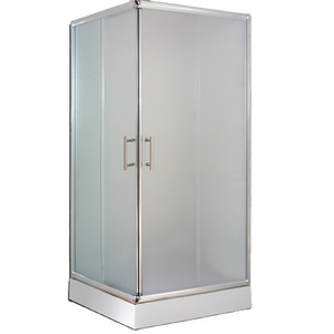 chrome modern kits two sided glass framed corner compact sliding door frosted shower stall enclosure