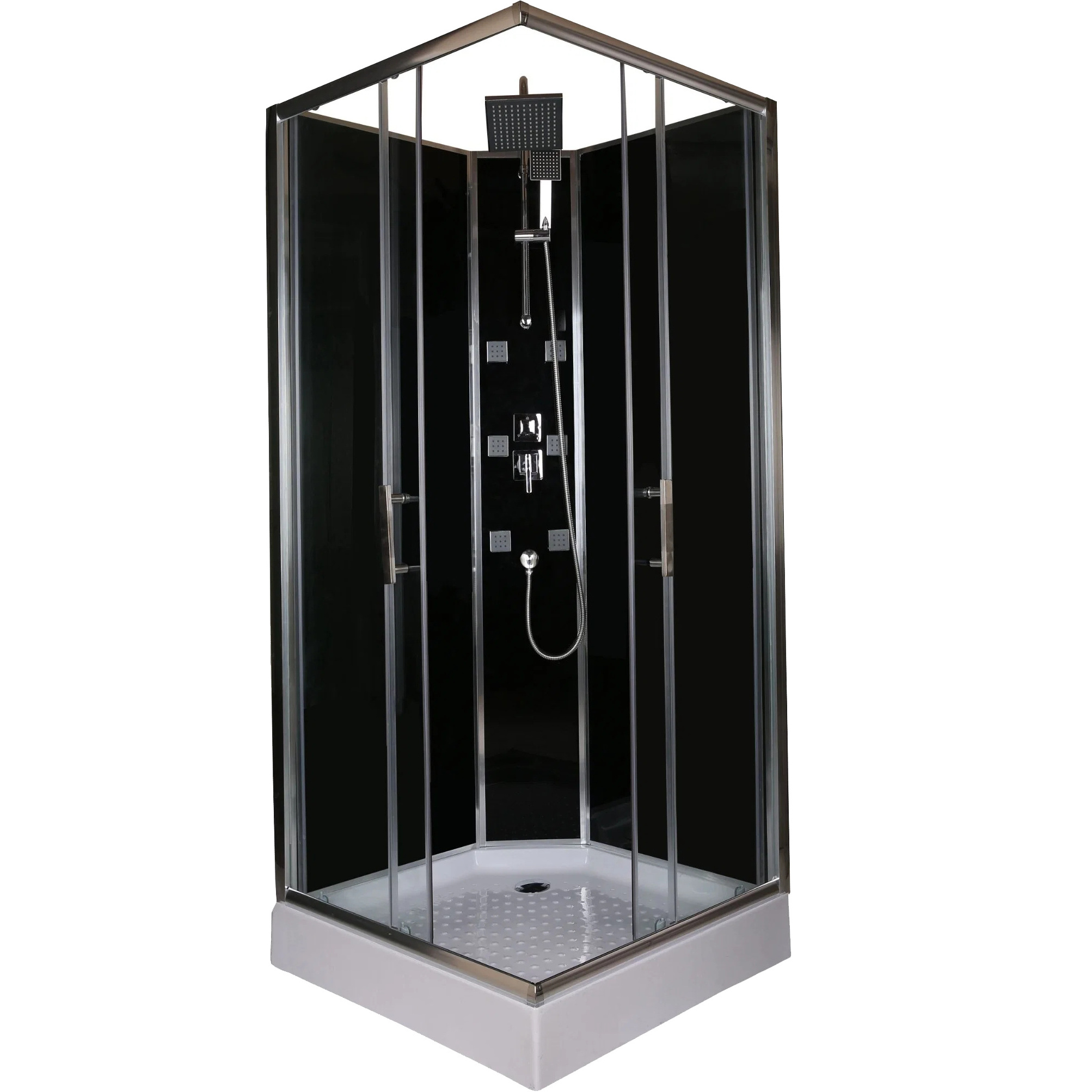 glass black flat pack compact one piece moulded shower cubicles cabin wall to wall