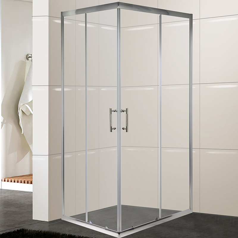 chrome modern kits two sided glass framed corner compact sliding door frosted shower stall enclosure