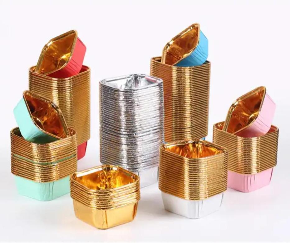 square Foil Cupcake disposable muffin liner baking cup cake paper Aluminum Cupcake for party