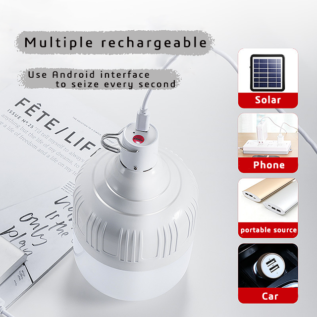 LED Solar Bulb Rechargeable Bulb Night Market Emergency Outdoor Indoor Bulb Lamp