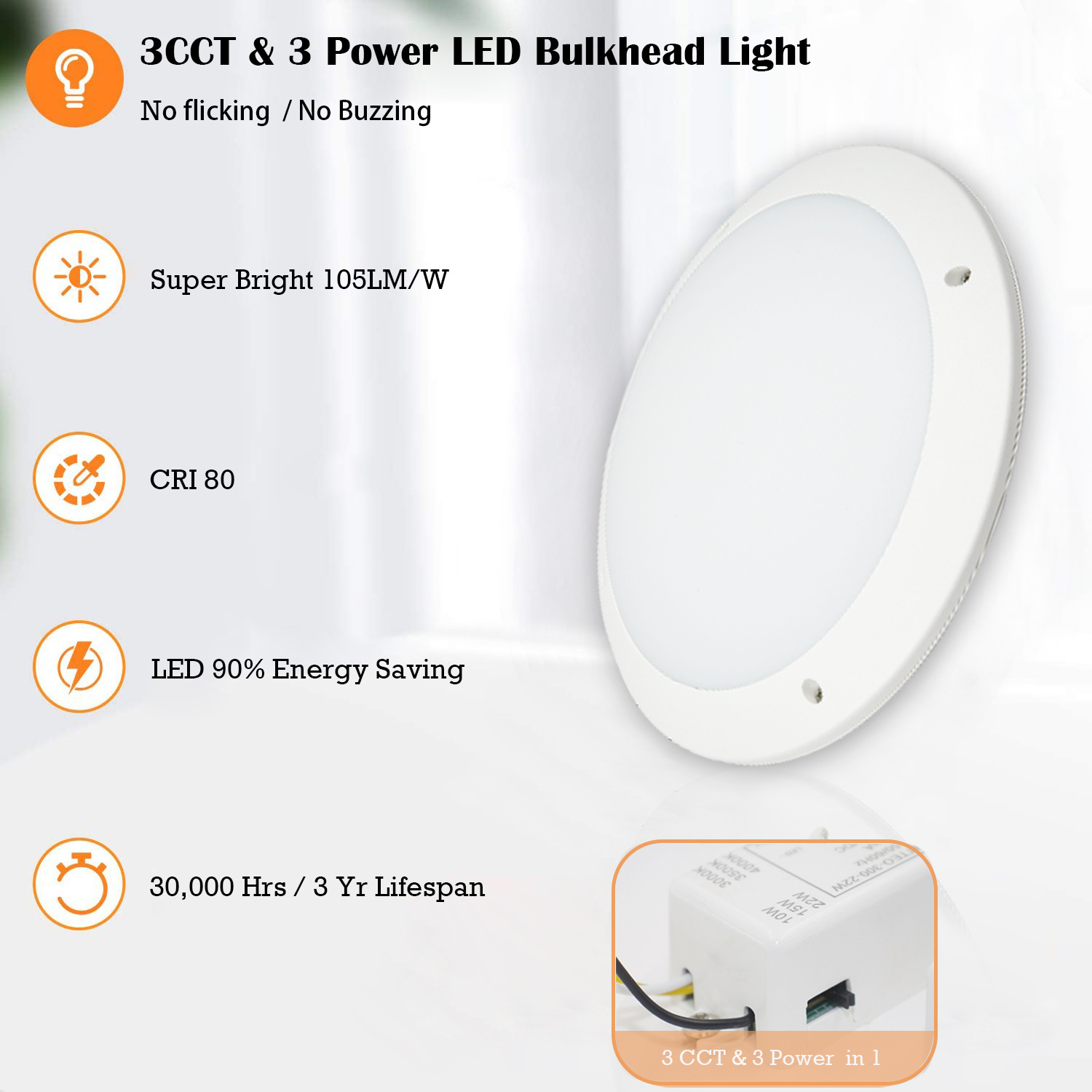 Wholesale Private tooling IK10 IP65 3 CCT &3 Powers  Motion Light Sensor Outdoor IndoorRound Led Ceiling Light