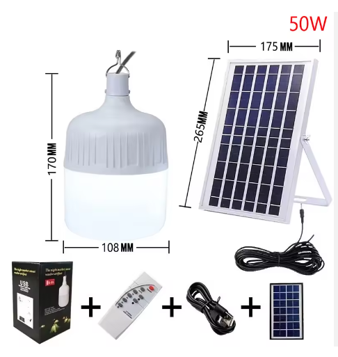 Factory Outdoor Warehouse Smart Camping Bulb Light Remote Control LED Solar Light Bulbs Indoor Led Bulb Waterproof  50W