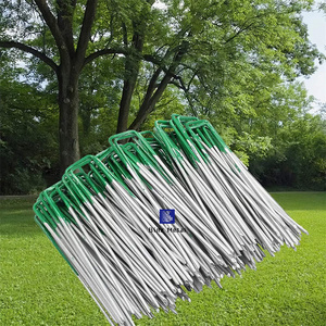 50 pcs 6 inch u shaped steel ground garden stakes sod staples pins pegs for netting vegetables fleece fence plants