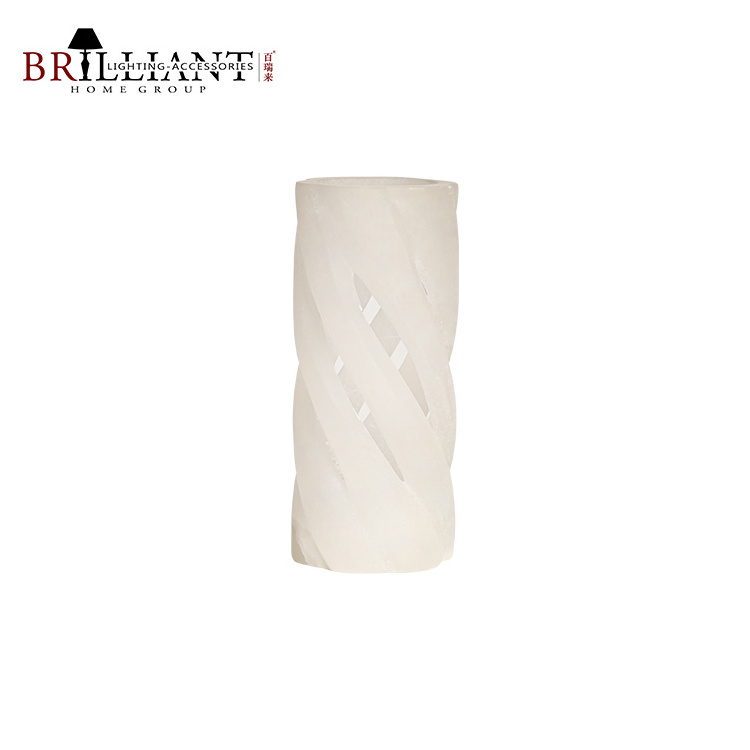 Custom Wholesale Hollow Twisted Round Column Art Marble Alabaster Flower Vases For Home Decor