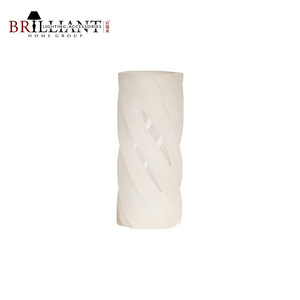 Custom Wholesale Hollow Twisted Round Column Art Marble Alabaster Flower Vases For Home Decor