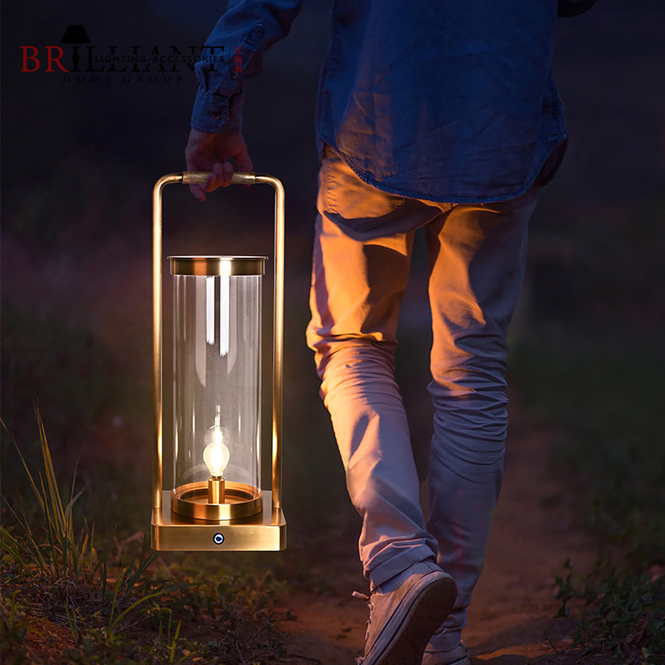 New Product Luxury Decorative Outdoor Camping Living Room Lobby Rechargeable Portable Hand Lantern