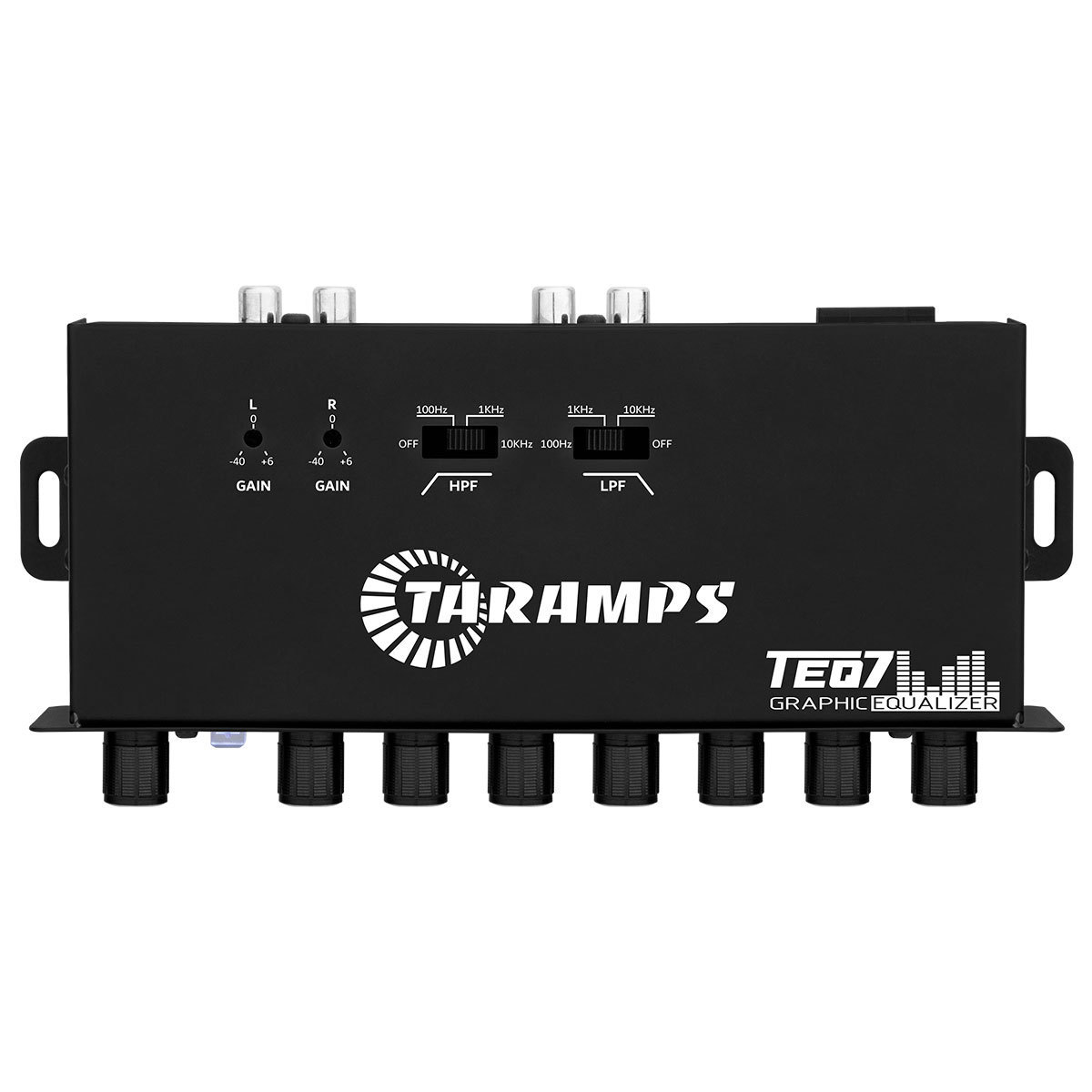 Taramps TEQ 7 Stereo 7-Band Graphic Equalizer RCA Input 2 Channels HPF and LPF Filters Mute Function Car Audio Equalizer EQ