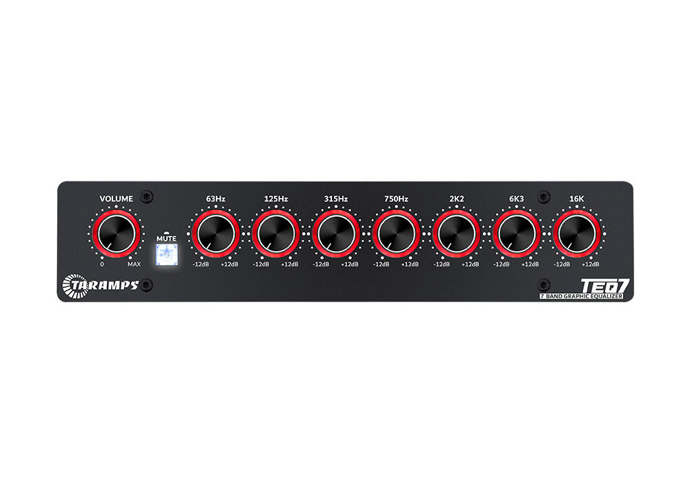 Taramps TEQ 7 Stereo 7-Band Graphic Equalizer RCA Input 2 Channels HPF and LPF Filters Mute Function Car Audio Equalizer EQ