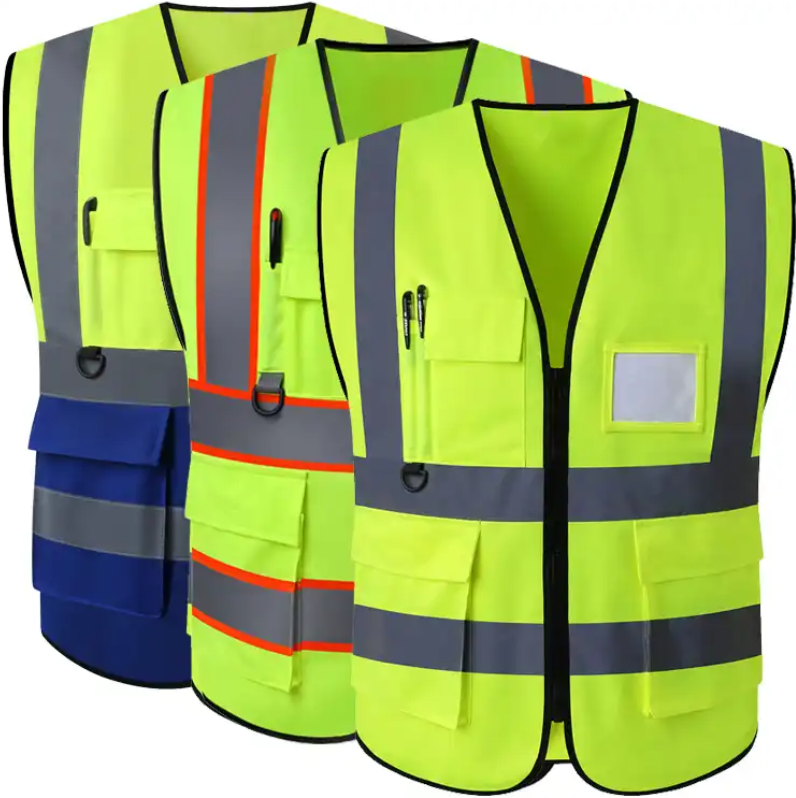 Hot Sale Traffic Winter Hi Vis road Safety Jacket High Visibility Workwear Reflective Safety Vest With Pockets For Unisex