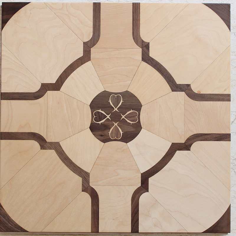 Premium Quality Brown Smooth Engineered Maple Wood Inlay Art Parquet Floors