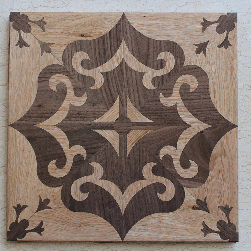 Premium Quality Brown Smooth Engineered Maple Wood Inlay Art Parquet Floors