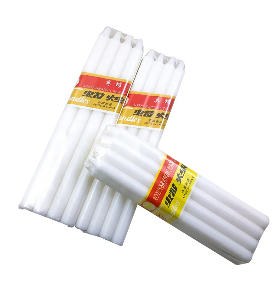 Hot Sale candle factory wholesale cheap crystal wax white bright stick candle with 70% paraffin and 30% palm wax