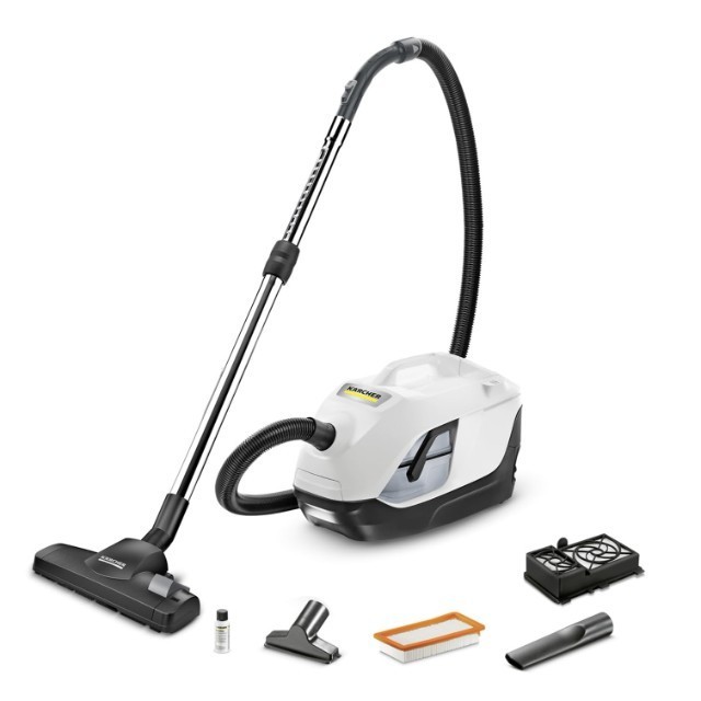 Canister Vacuum Cleaner, White Black, Powerful Suction, Easy-to-Use