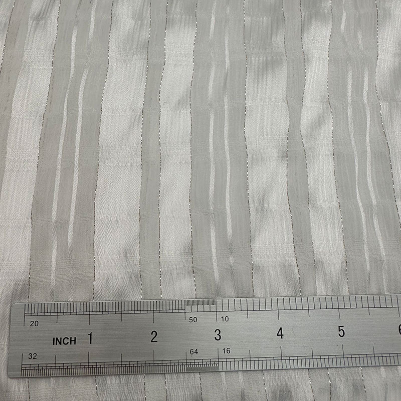 Fabrics Textile Polyester Lurex Silver Silk Metallic 75D FDY Chiffon Striped Satin Crinkle Crepe Fabric For Garment Dress Shirt