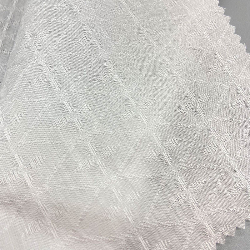 2024 New Arrival 80% Lyocell 20% Nylon 85gsm White Rhombus Woven Yarn Dyed Jacquard Fabric For Summer Dress