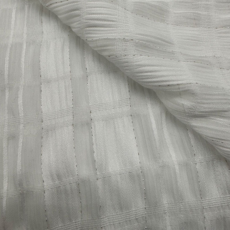 Fabrics Textile Polyester Lurex Silver Silk Metallic 75D FDY Chiffon Striped Satin Crinkle Crepe Fabric For Garment Dress Shirt