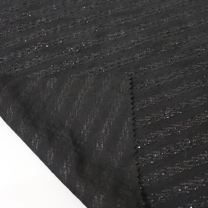 New Arrival Woven 70% Polyester 35% Rayon 5% Lurex Wrinkle Resistant Twill Stripe Jacquard Fabric For Shirt Dresses