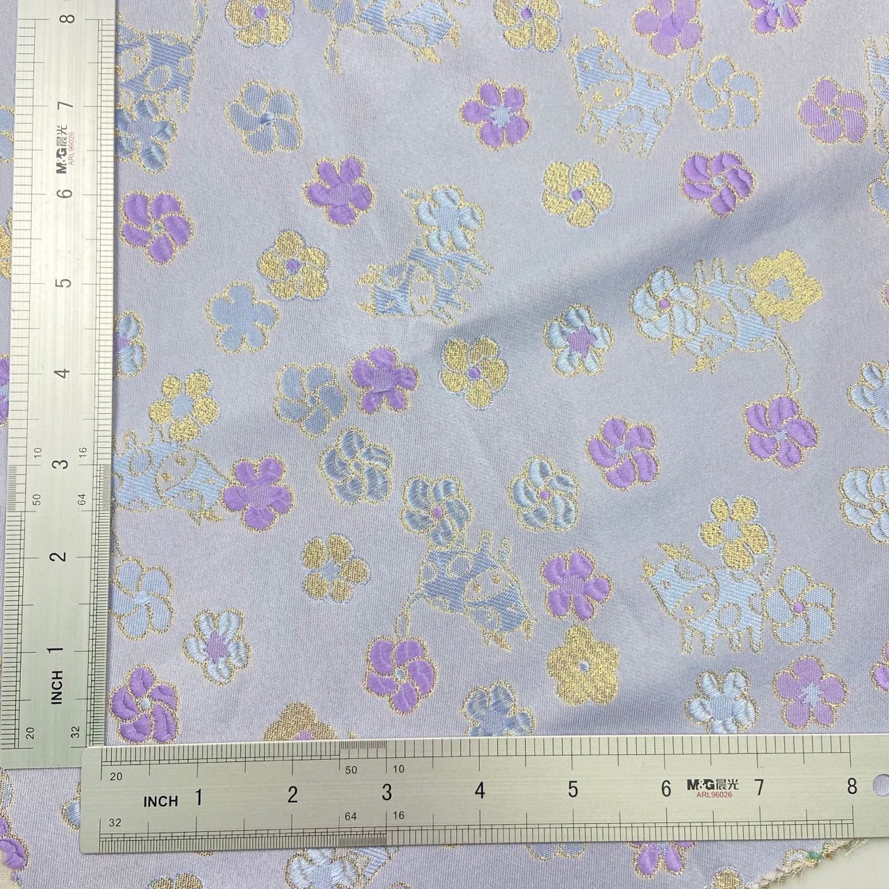 Custom 100% Polyester Textured Tinsel Floral Cow Pattern Yarn Dyed Lurex Metallic Woven Brocade Jacquard Fabric For Dresses