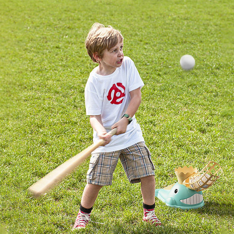 Hot sale Kids Pitching Machine Kids Baseball Trainer whale- Includes 6 Plastic Baseballs & Baseball Bat