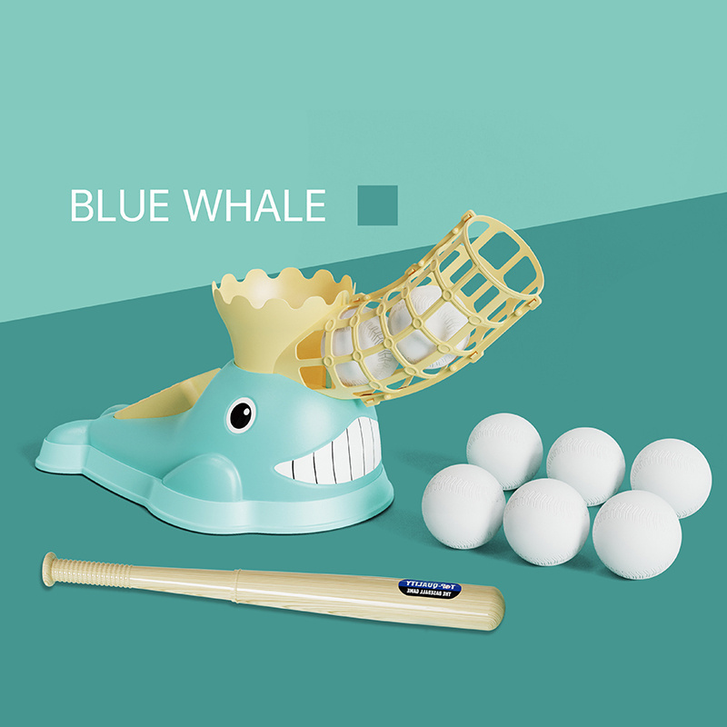 Hot sale Kids Pitching Machine Kids Baseball Trainer whale- Includes 6 Plastic Baseballs & Baseball Bat