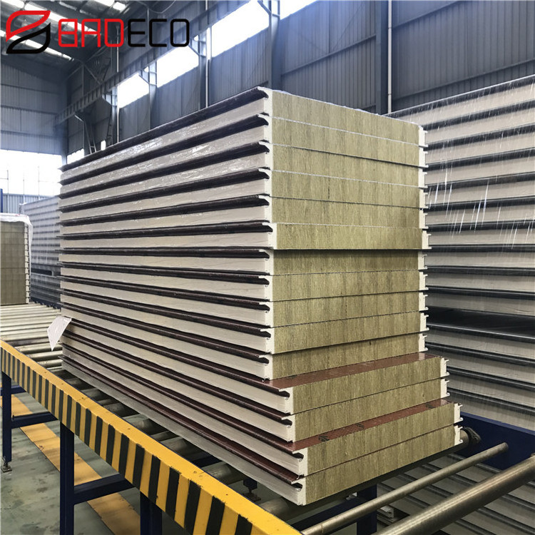 50-200mm factory customized fireproof, thermal insulation and sound insulation rock wool sandwich panel