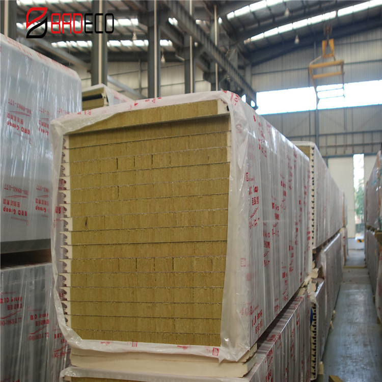 50-200mm factory customized fireproof, thermal insulation and sound insulation rock wool sandwich panel