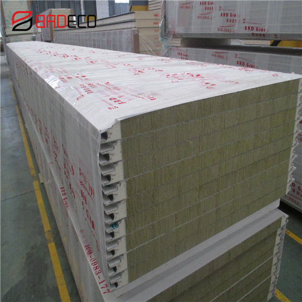 Low cost fireproof and soundproof color steel sandwich panel wall panel and roof slate rock wool sandwich panel